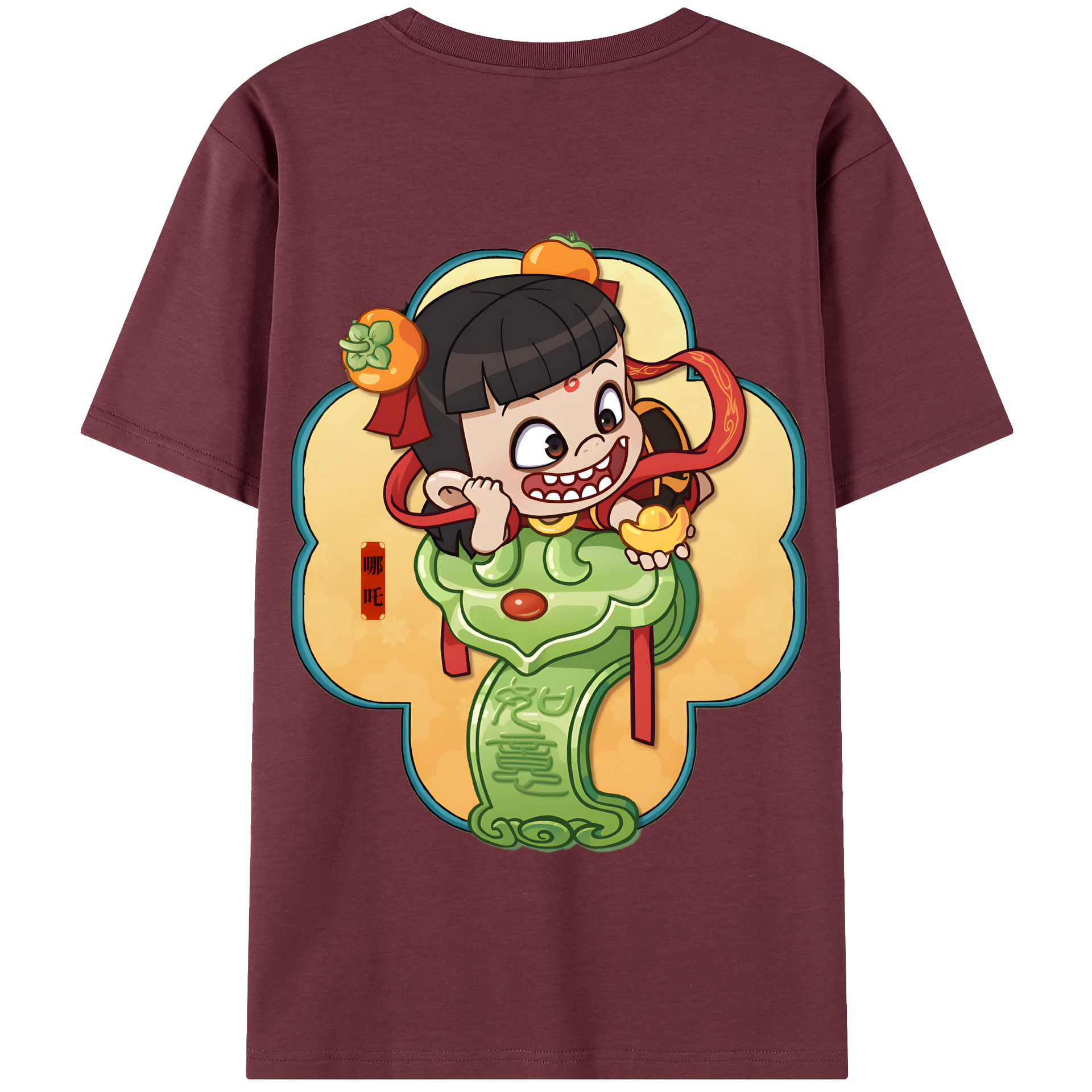 （画像用） Ne Zha 2 ナタ 魔童の大暴れ 綿100％半袖Tシャツ（背面プリント）